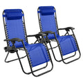Zero Gravity Chair Set of 2 with Cup Holder Blue X3126