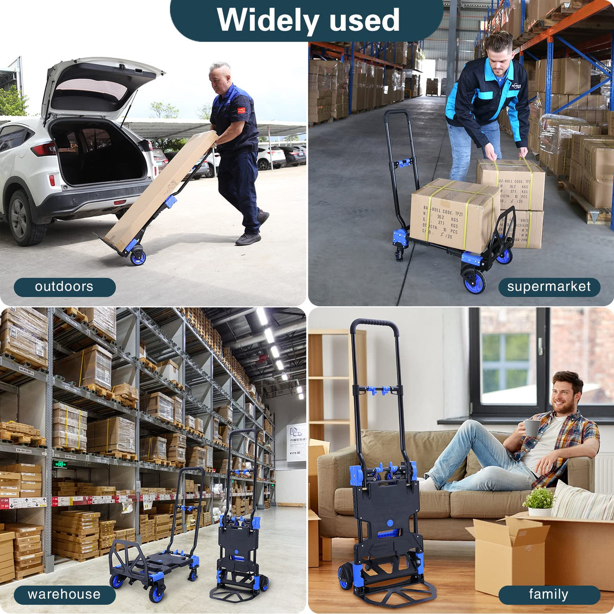 2-in-1 Foldable Hand Truck Dolly 330LB Capacity T466