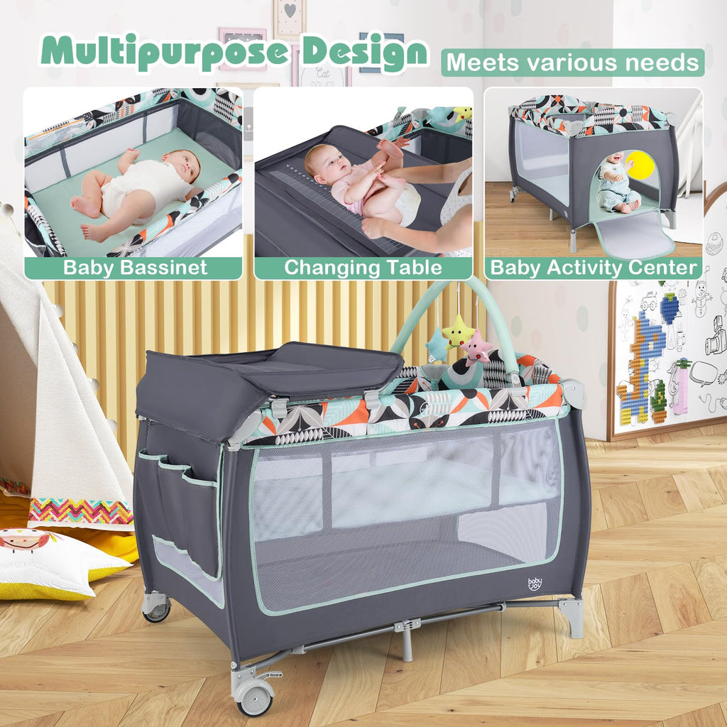 4 in 1 Pack and Play Portable Baby Playard with Bassinet D22288