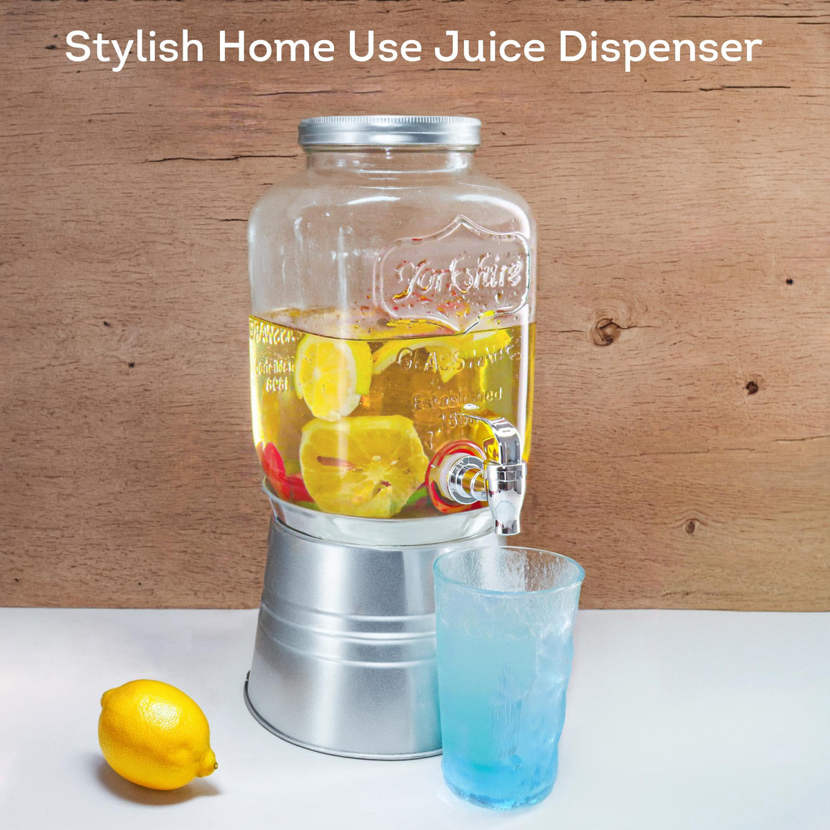 Glass Beverage Dispenser with Stand 1 Gallon Q609