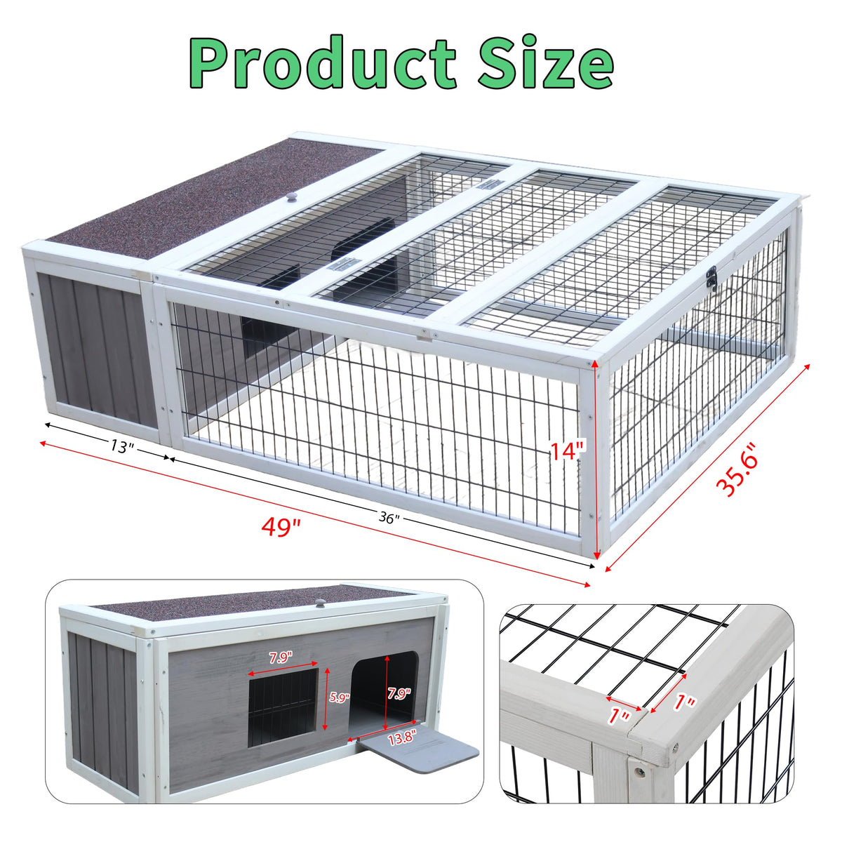 Wooden Rabbit Cage Guinea Pig Enclosure L315