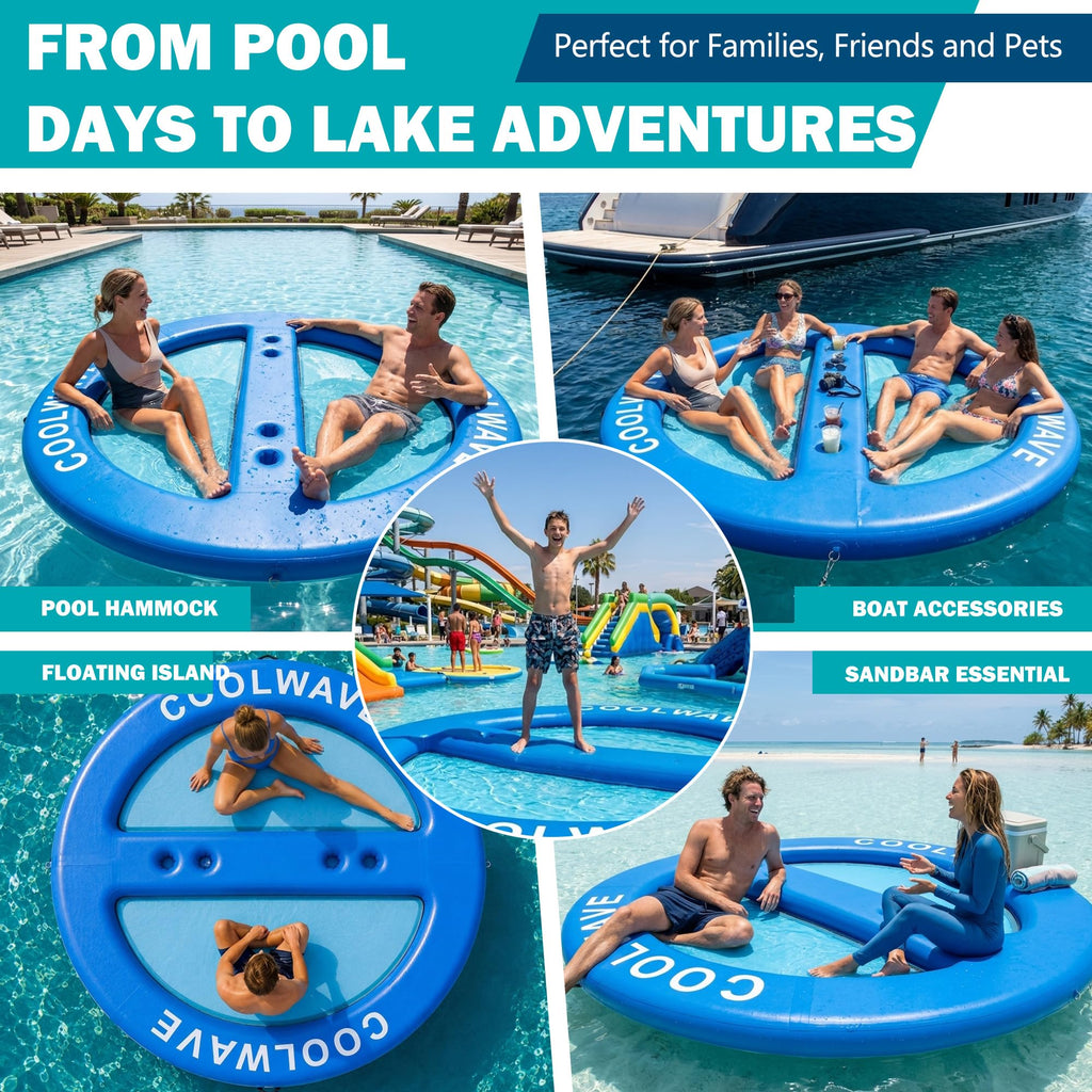 Inflatable Water Hammock with Cup Holders R684998