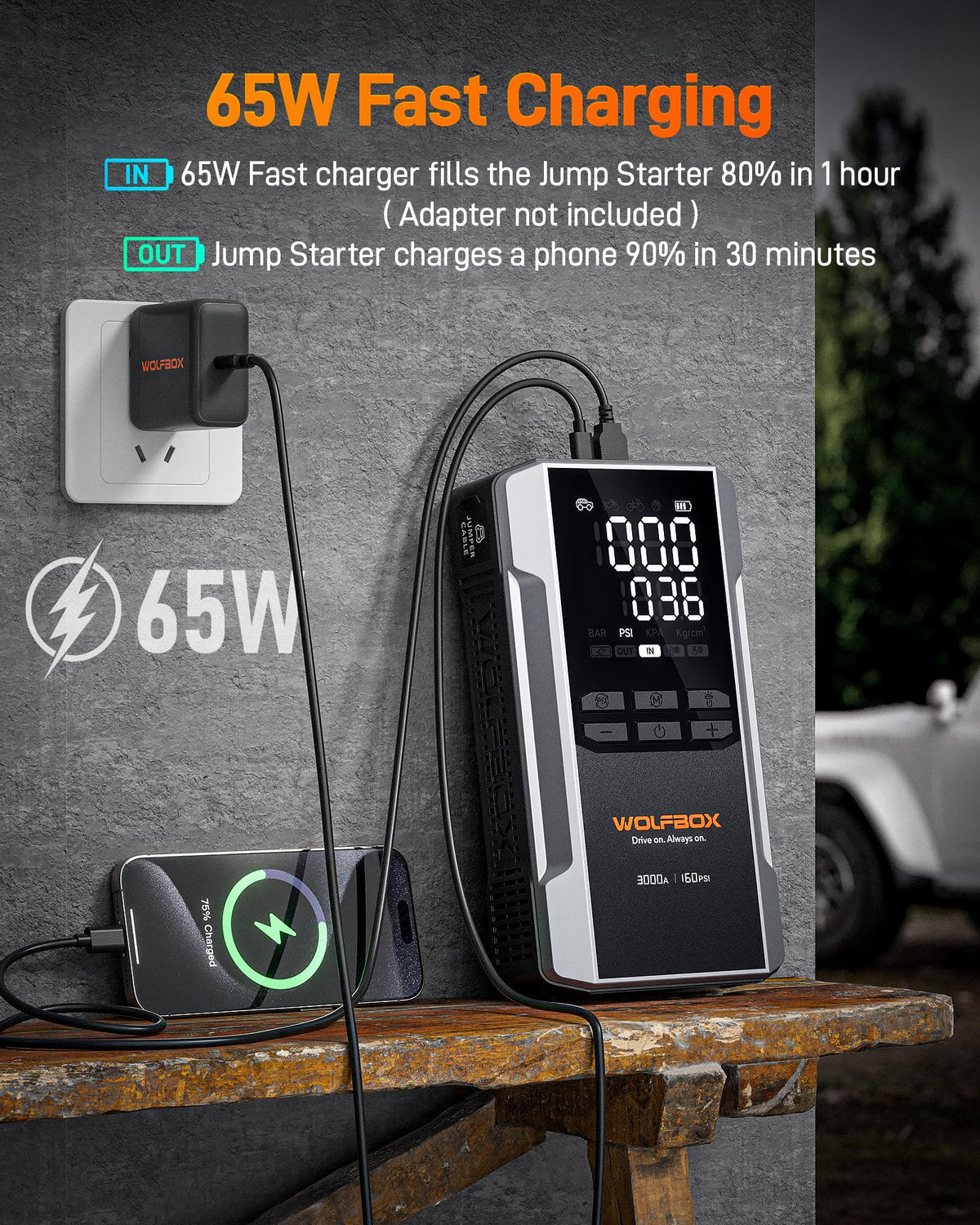 3000A Jump Starter with Air Compressor F827862