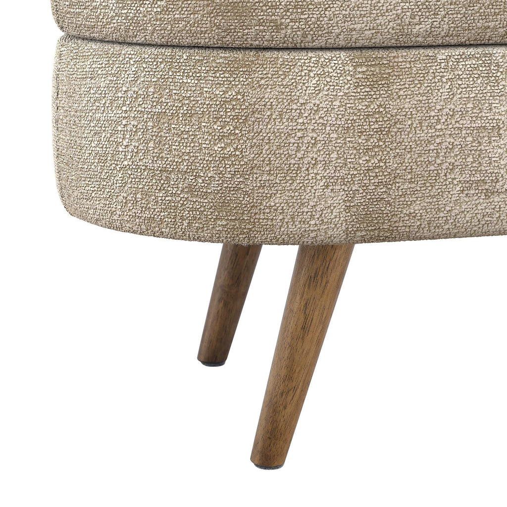 43.5" Oval Upholstered Storage Bench with Rubber Wood Legs P347634