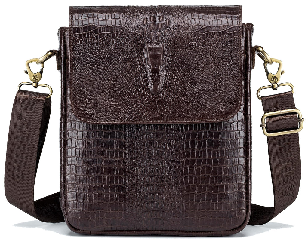 Leather Crocodile Embossed Messenger Bag Q871199