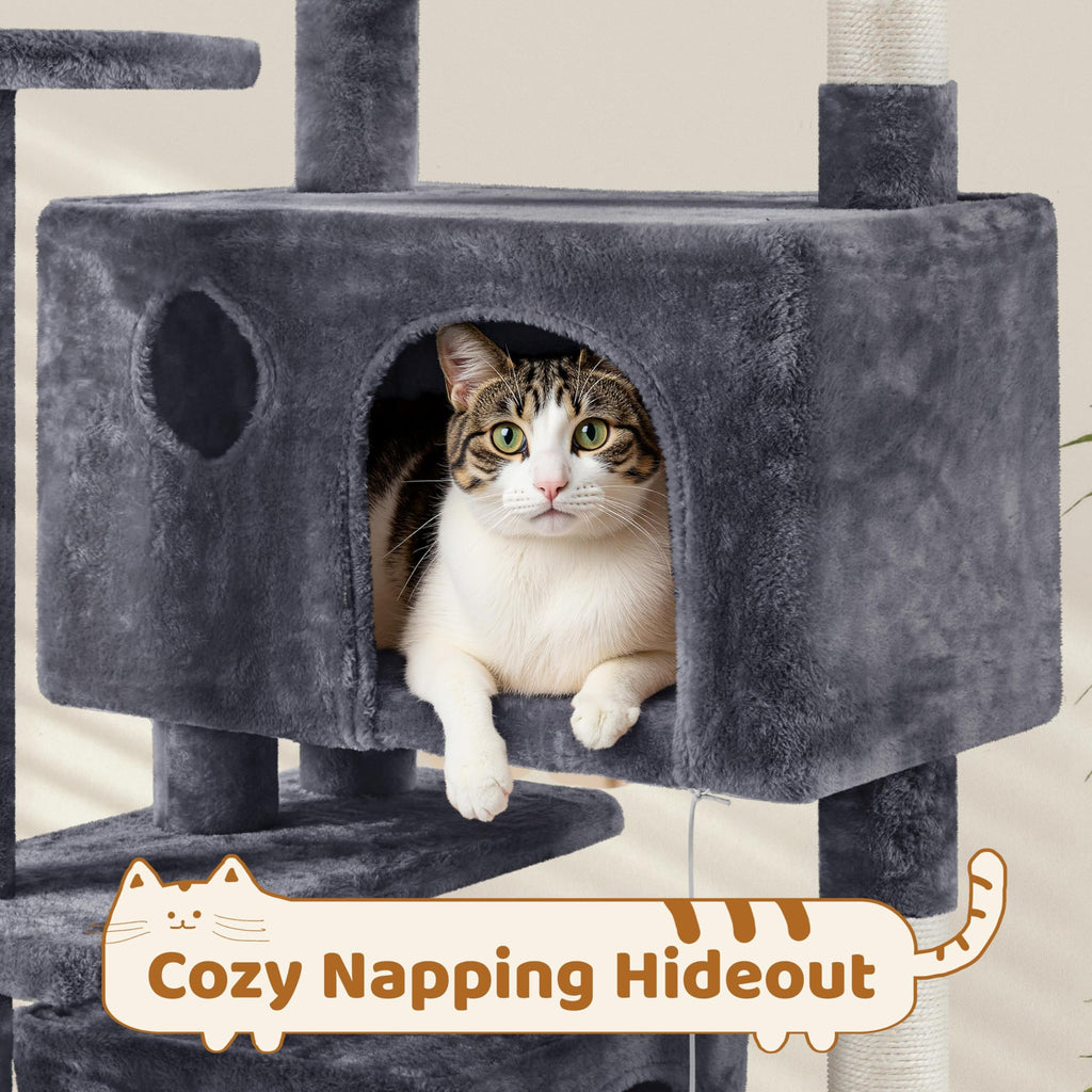 70in Multi-Level Cat Tree with Sisal Scratching Posts O994