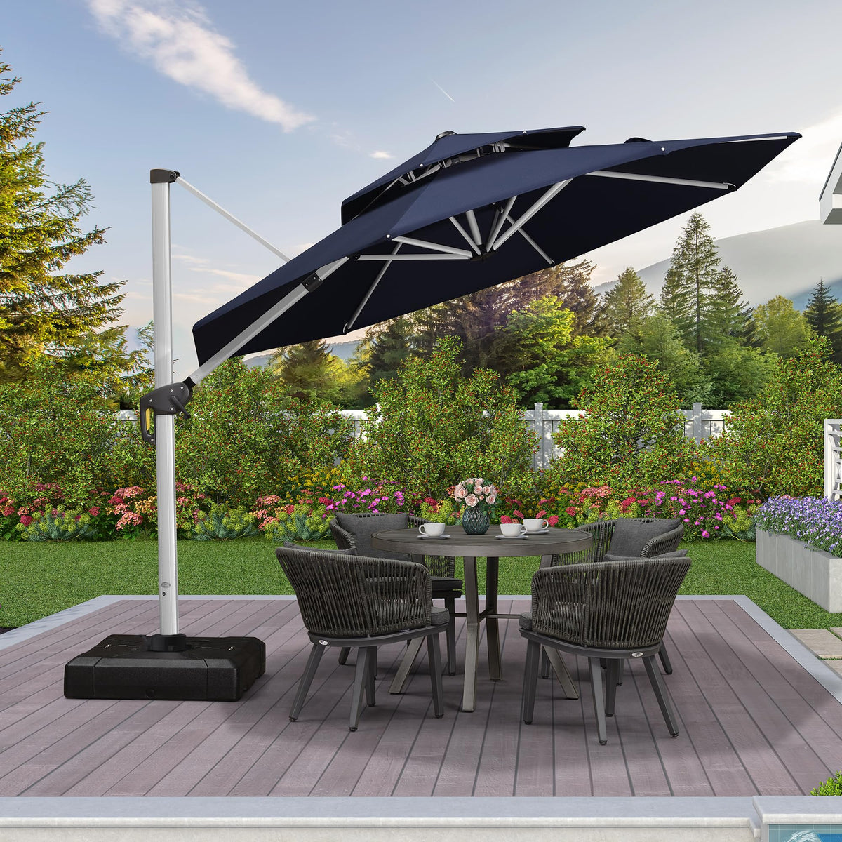 10 FT Navy Blue Cantilever Patio Umbrella C4483