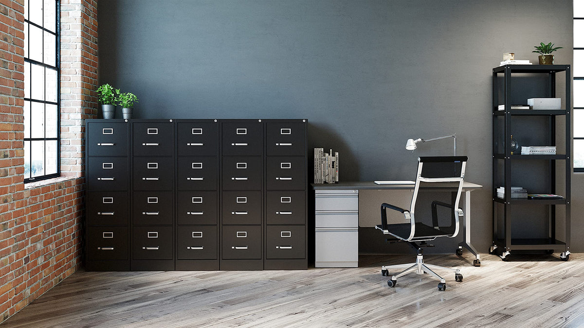 4 Drawer Letter Width Vertical File Cabinet Black C3764