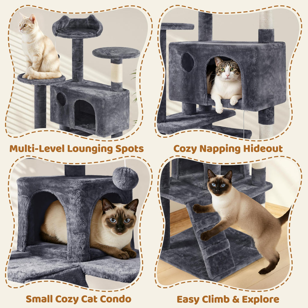 70in Multi-Level Cat Tree with Sisal Scratching Posts O994