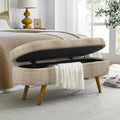43.5" Oval Upholstered Storage Bench with Rubber Wood Legs P347634