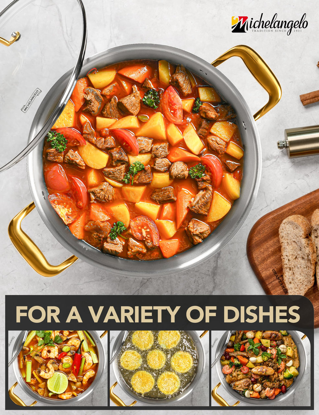 20 Quart Stainless Steel Stock Pot with Lid D8383