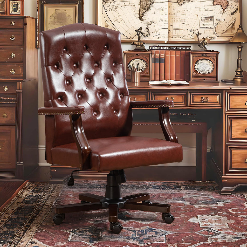 Brown Faux Leather High Back Executive Office Chair L6552